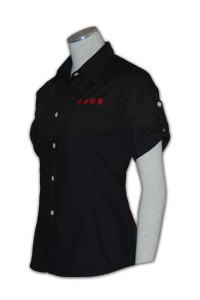 R108 訂製制服襯衫  來版訂購短袖恤衫  捲袖帶 印製logo制服  恤衫製造工廠